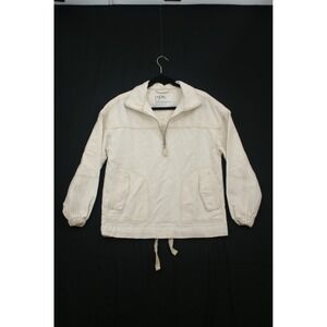 LNDN Landon Denim Womens XXS Natural Half Zip Anorak Organic Cotton Jacket